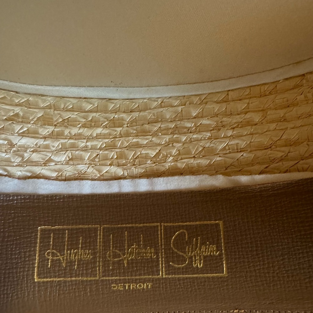 Vtg 50s Hughes Hatcher Suffrin Brown straw boaters hat Crofut & Knapp Size 7 1/4 - Picture 5 of 16